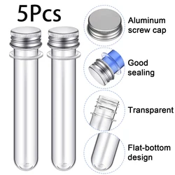 5Pcs Test Tubes 40 ml Plastic Test Tubes with Screw Lids Clear Candy Tubes Vials Storage Tubes Containers for Sample Powder