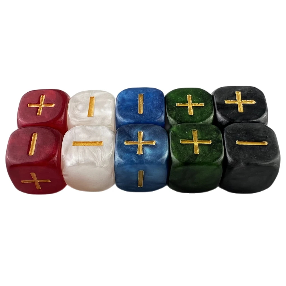 Fate Dice D6 Dice Custom Dice High Quality Resin Dice 10 PCS Set Pearled Effect Golden Symbol For Fate And Fudge Game Board Game