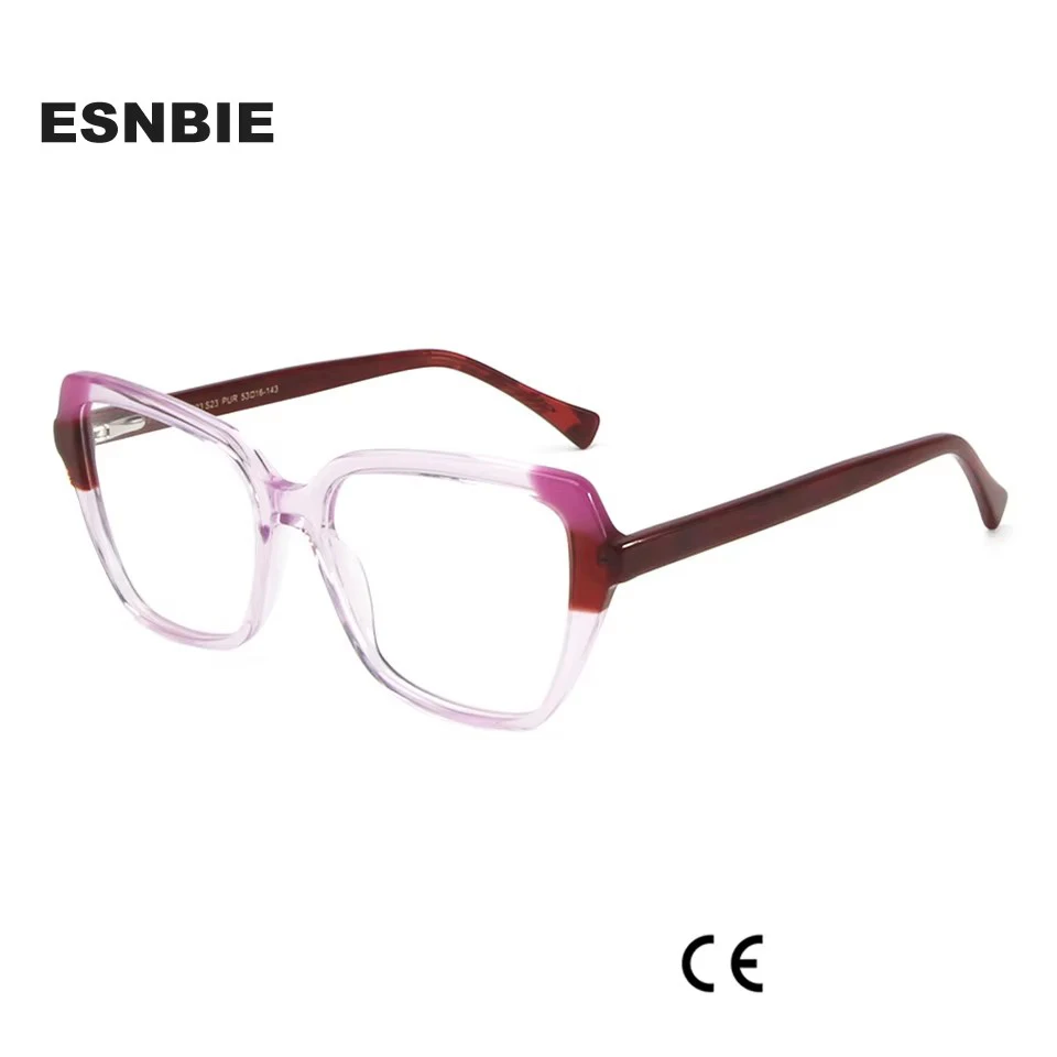 New Polygon Cat Eye Glasses Frame Women Retro Designer Multi Color Acetate Square Optical Eyeglasses Prescription Myopia Glasses