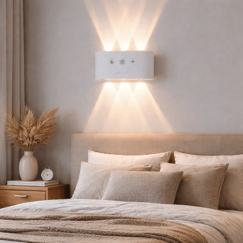 

Двойное освещение вверх вниз, настенный светильник с датчиком движения PIR, водонепроницаемый перезаряжаемый светодиодный настенный светильник, 4/6/8 Вт, современный дизайн, бра