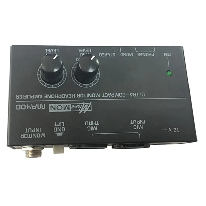 Dependable-MA400 Headphone Preamplifier Microphone Preamplifier Audio 6.35Mm & 3.5Mm Headphone Outputs Mixer US Plug