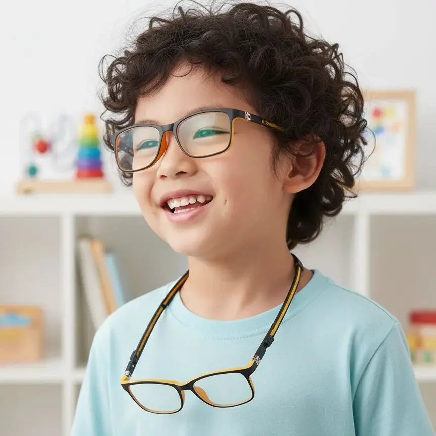 

2026 Kids Blue Light Blocking Glasses TR90 Frame Magnetic Head Rope UV Protection Lens for Children Learning Reading
