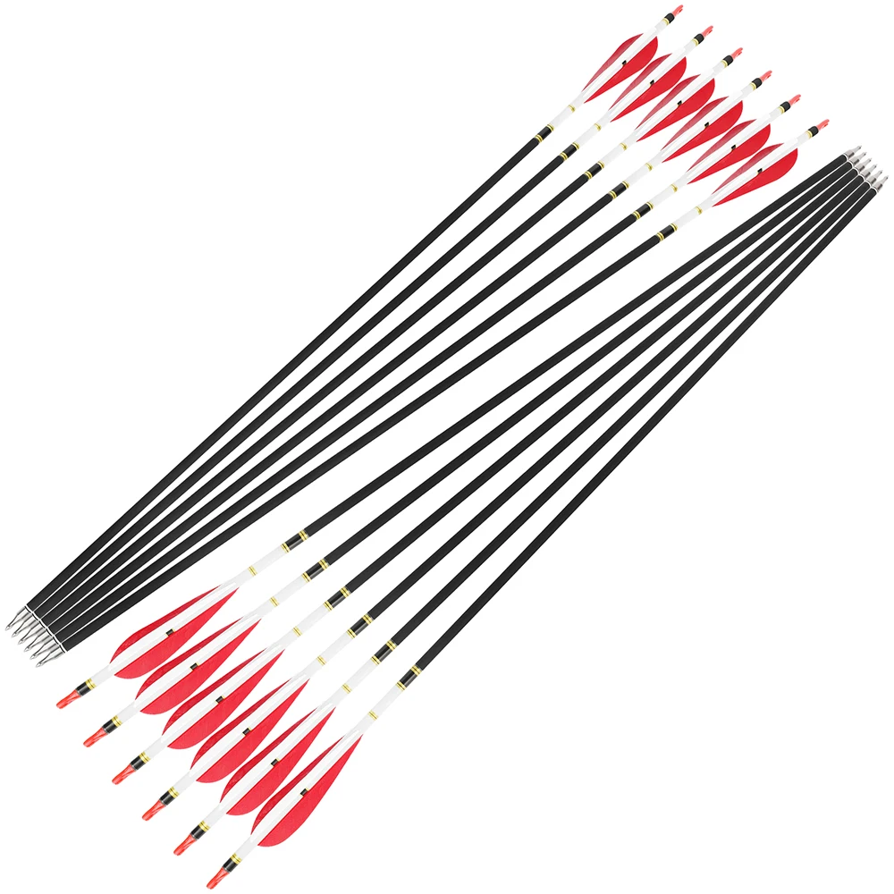 6/12 قطعة سهم كربون مختلط الرماية 100 جرام رأس السهم Spine500 4/5 بوصة قطرة الماء تركيا السهم ريشة قوس الرماية الصيد الرماية