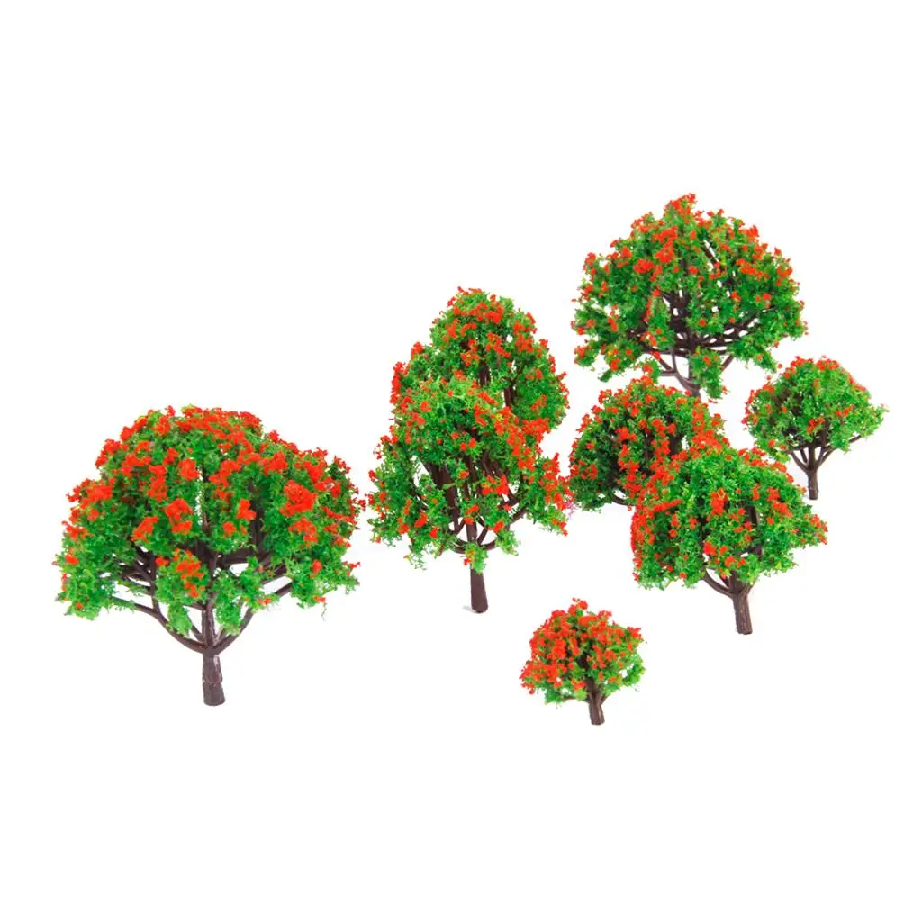 

10 шт./лот, модель красного цветка деревьев, поезд, железная дорога, уличная архитектура, пейзаж, масштаб HO N Z, игрушки для детей