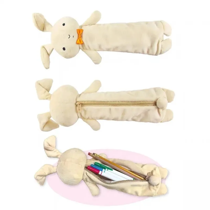 كارتون تلوين شين تشان ‌   حقيبة أقلام رصاص من نيني هابي هابي أرنب، صندوق تخزين أدوات مكتبية لدمية الطالب، هدية عيد للفتيات على شكل أرنب