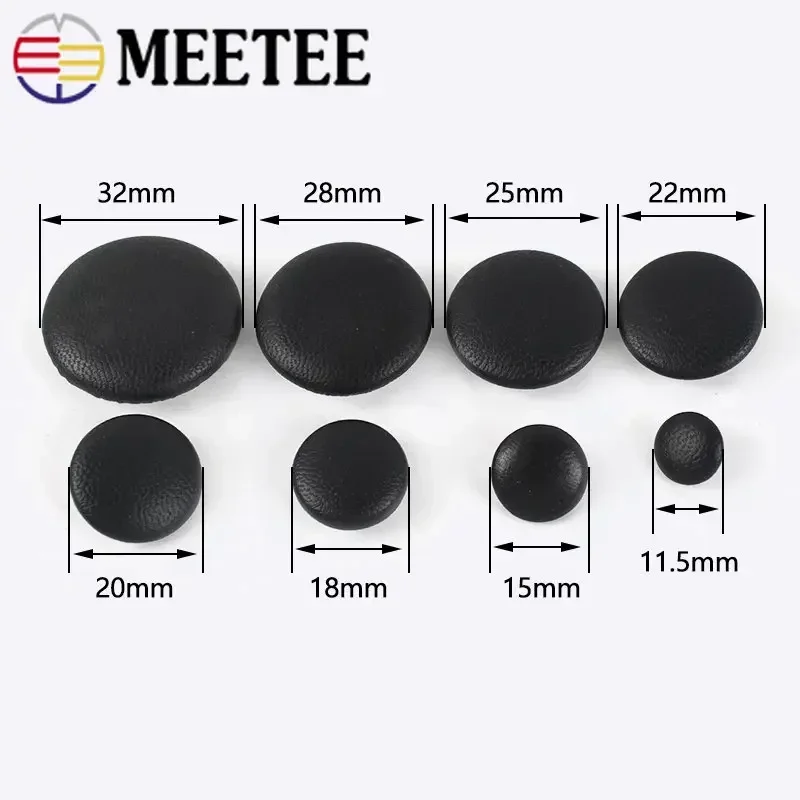 Meetee 50 Stuks 11-28mm Leer Bedekt Knop voor Jas Jas Decoratieve Gesp Ronde Schacht Knoppen Kleding naaien Sluiting Accessoire