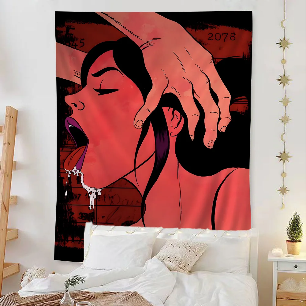 Abstract Nude sexy Woman Men Tapestry Art Printing Japanese Wall Tapestry Anime Wall Hanging Home Decor