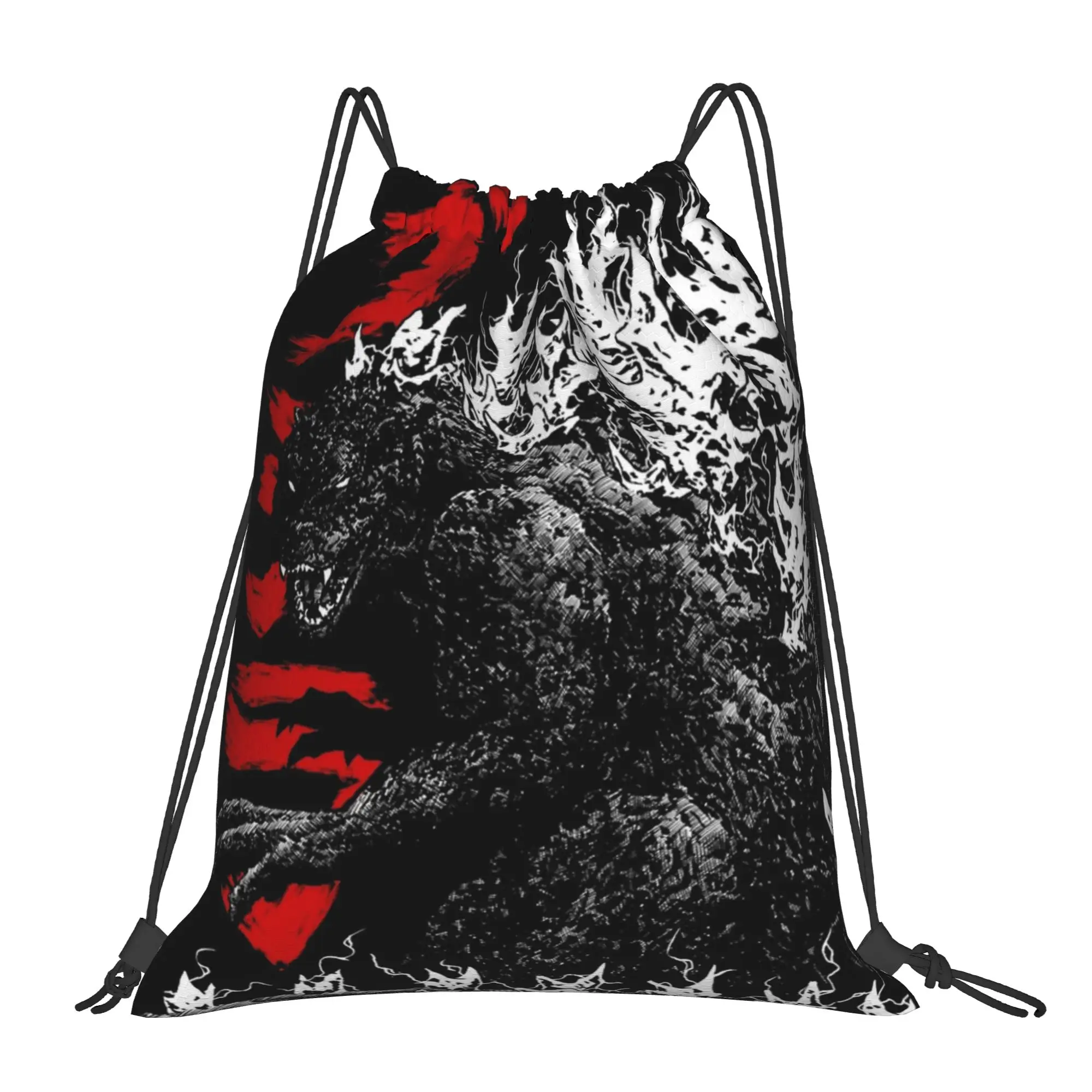 1 pc Angry Roar Godzilla Print Drawstring Bags Men Women Storage Backpack Teenager Travel Bag