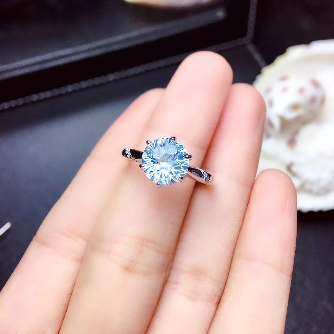 Explosion imitation of natural fireworks cutting sky Blue Tota Rings Super Flash 2 Carat Essence Open Ring