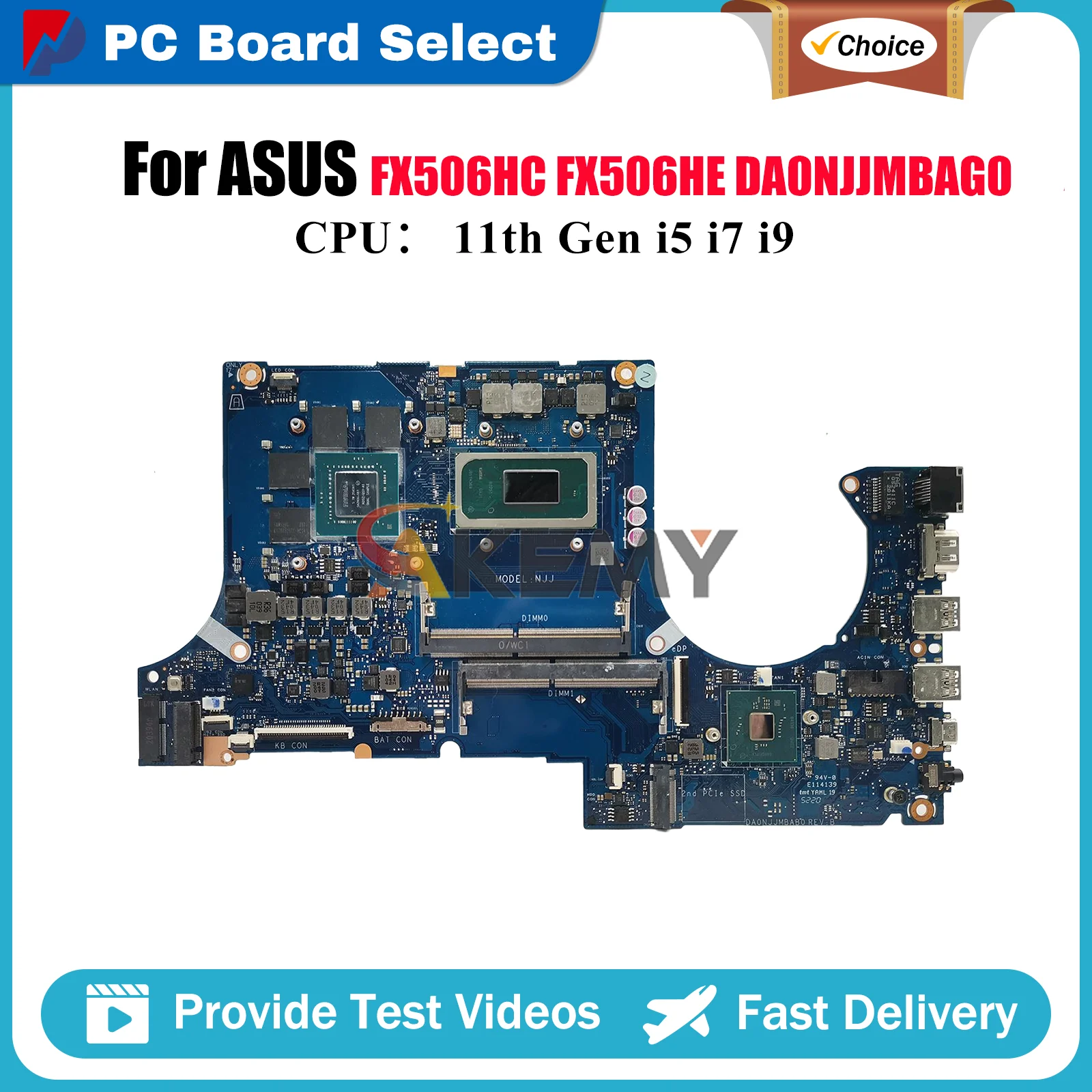 

DA0NJJMBAG0 Материнская плата для ноутбука ASUS TUF Gaming FX706HF FX706HE FX506H FX706HC Материнская плата с 11-го поколения i5 i7 i9 tests OK stk