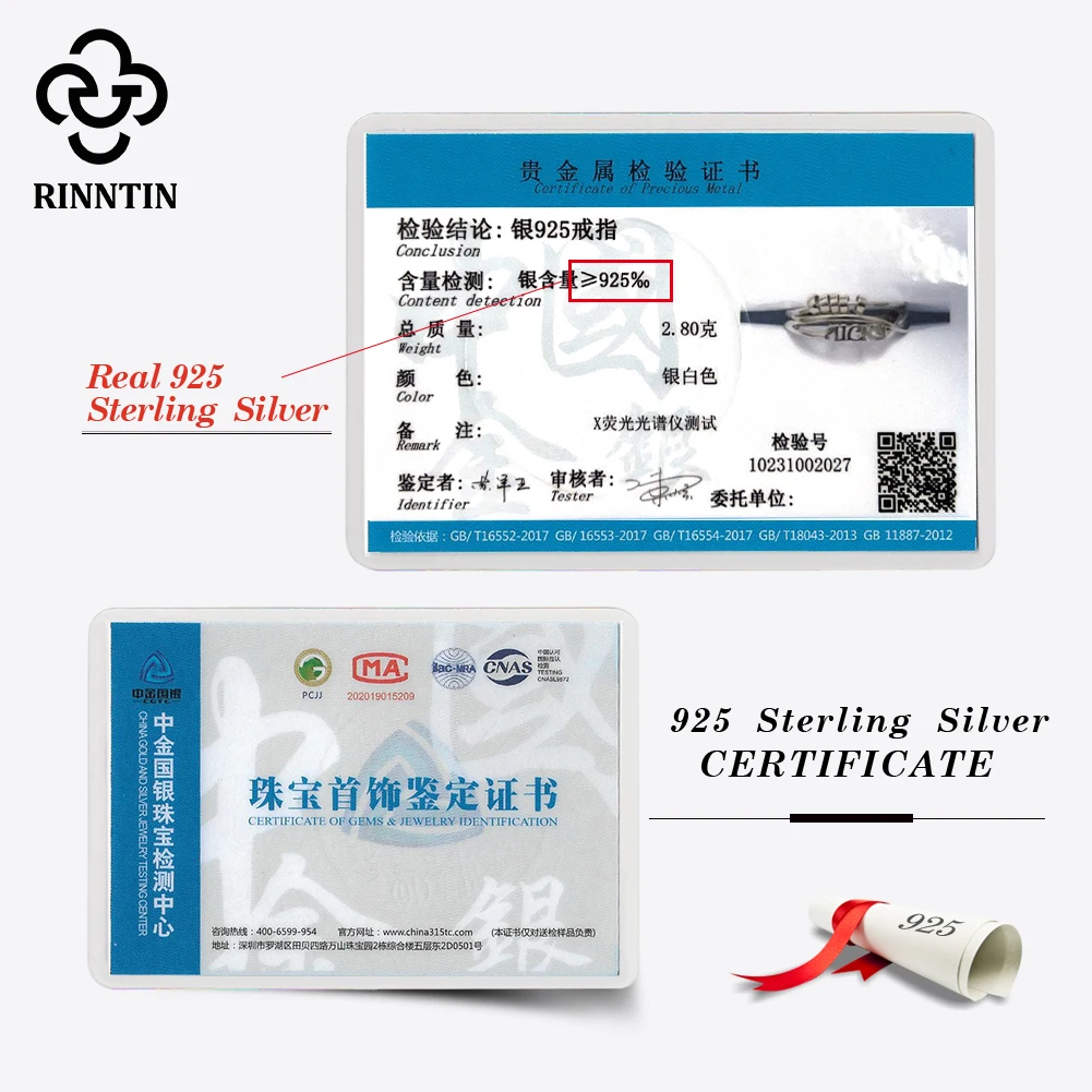 Rinntin 925 Sterling Silver Fidget Anxiety Ring with Rotatable Bead for Women Open Spinner Finger Ring Party Jewelry SR296