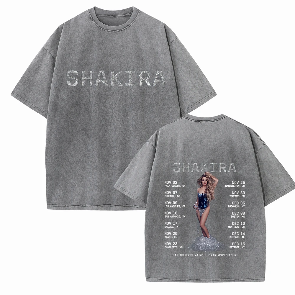 Shakira Las Mujeres Ya No Lloran World Tour 2024 Shirts Vintage Harajuku Summer  Unisex O-Neck Short Sleeve Cotton T-Shirts