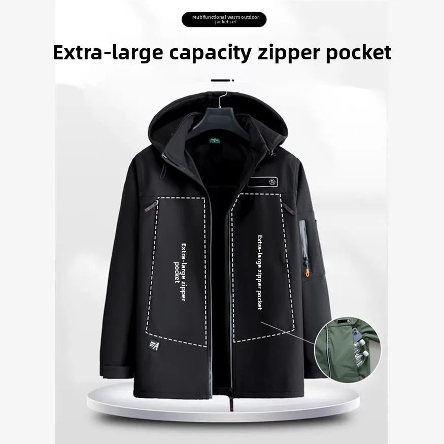남성용 겨울용 두꺼운 플리스 아웃도어 작업복 세트 방풍 방수 보온 작업복 산업용 작업복