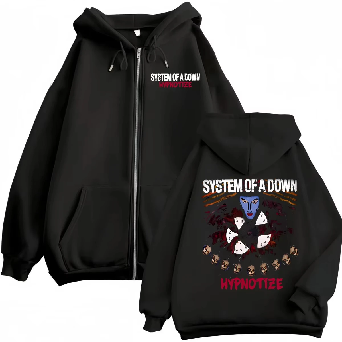 Rock Band System of A Down Hypnotize Graphic Zipper Hoodie Fashion Vintage Zip Up Pullovers Men Women Casual Fleece Sweatshirts