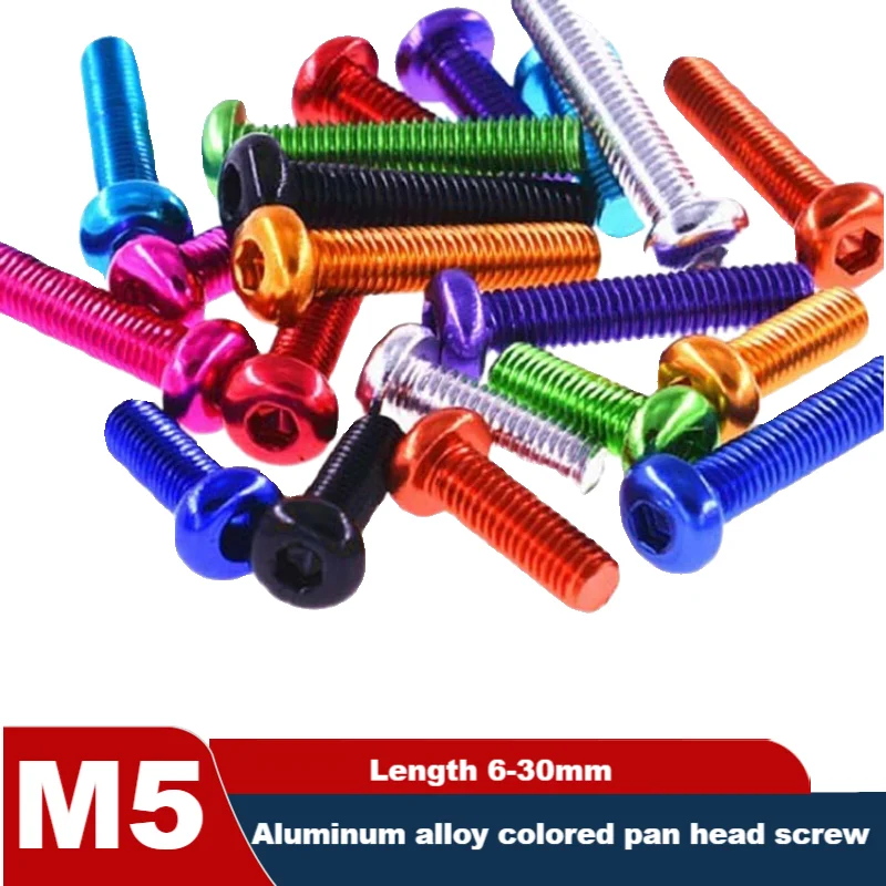 M5 سبائك الألومنيوم نصف جولة رئيس الترباس اللون القرص رئيس دراجة البطيخ عربة الطريق الدراجة الخلفية التوتر المسمار الزخرفية