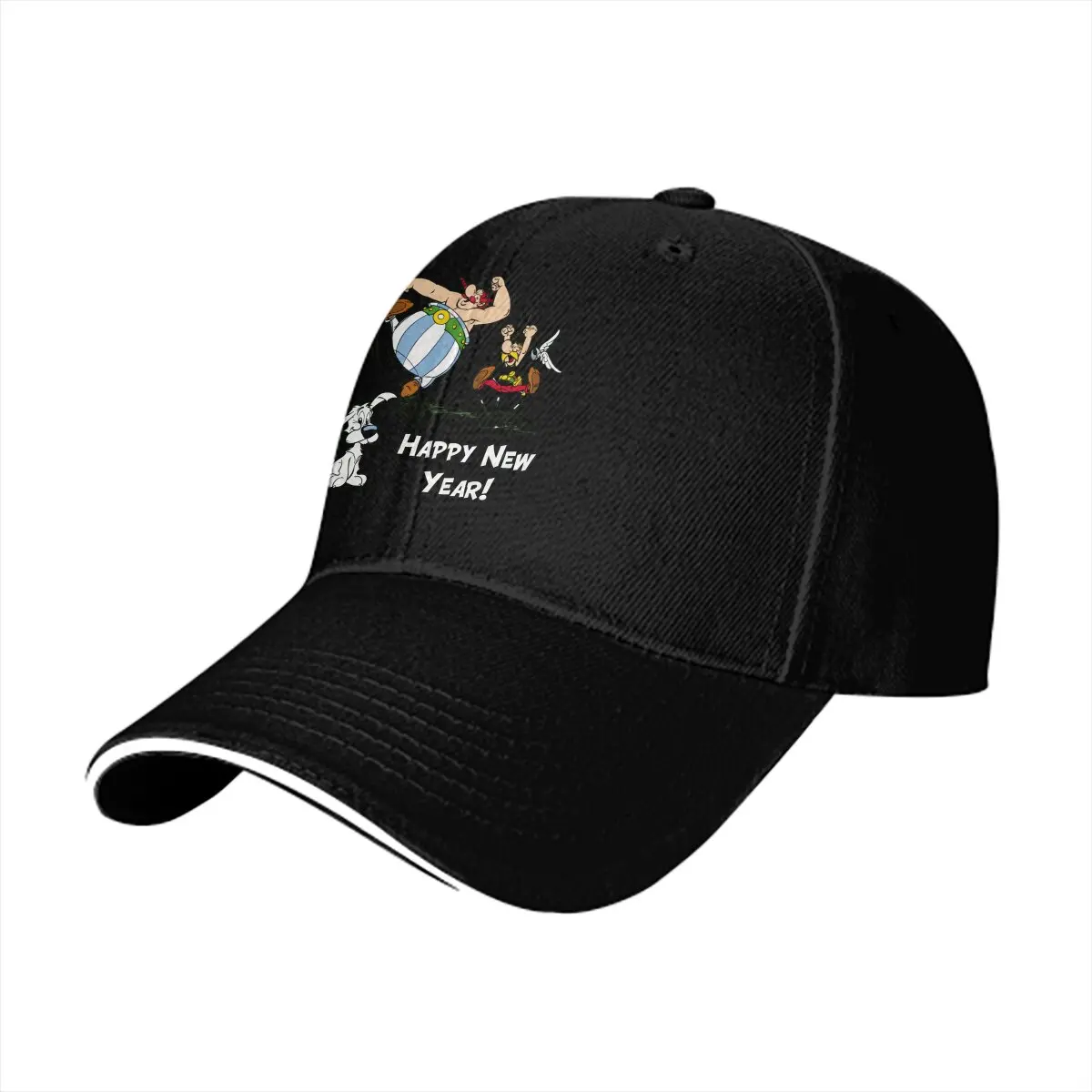 Pure Color Dad Hats Happy New Year Women's Hat Sun Visor Caps Asterix and Obelix Peaked Cap