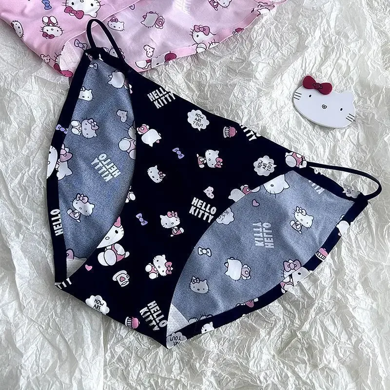 Miniso Kawaii Sanrios Hellokittys Girl Sexy Cute Mulberry Silk Crotch Low Waist Comfortable and Breathabletriangle Underwear