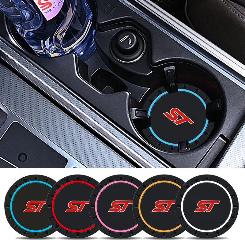 2Pcs Car Coaster Console Silicone Water Cup Anti-slip Pad Accessories For Ford ST Racing Performance Focus Mk2 Mk3 Fiesta Ranger view 2