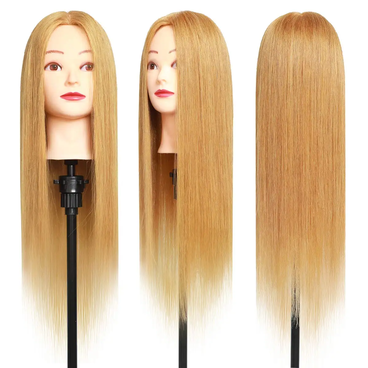 Professional Cosmetology Mannequin Head with Real Human Hair, Adjustable Clamp & Braid Set for Styling Practice