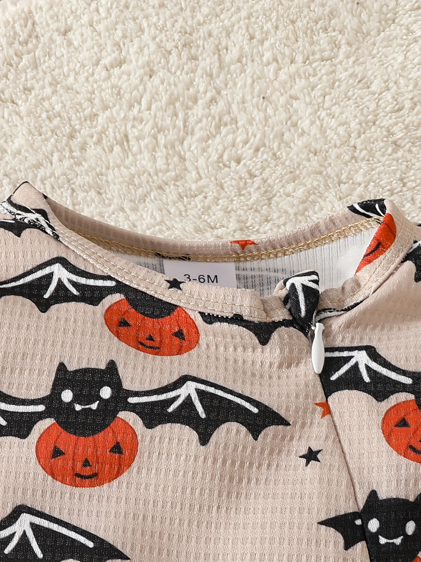 0-2 years old baby autumn outing costume Halloween bat pumpkin cartoon pattern foot onesie + hat two-piece set