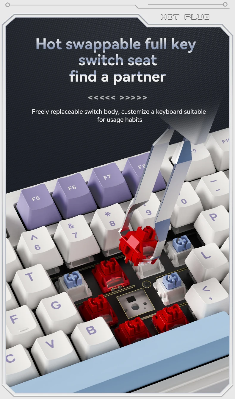 Ajazz AK980 V2 Gaming Mechanische Tastatur Geschenk-Switch Vollgröße RGB-Tastenkappen Montage Drei Modi – Detail 8