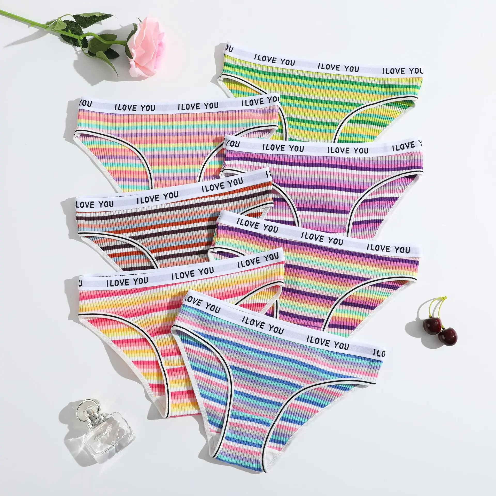 5 Pcs Random Threaded Women's Colorful Threaded Triangle Pants Low Waist Breathable Double-Layer Girls Underpants women thong