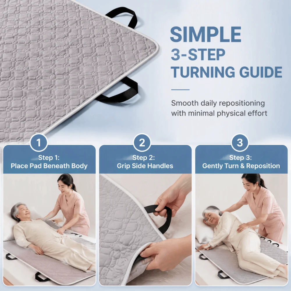 Washable Patient Positioning Transfer Pad Lightweight Leak-Resistant Turning Assist Sheet Low Friction Flexible