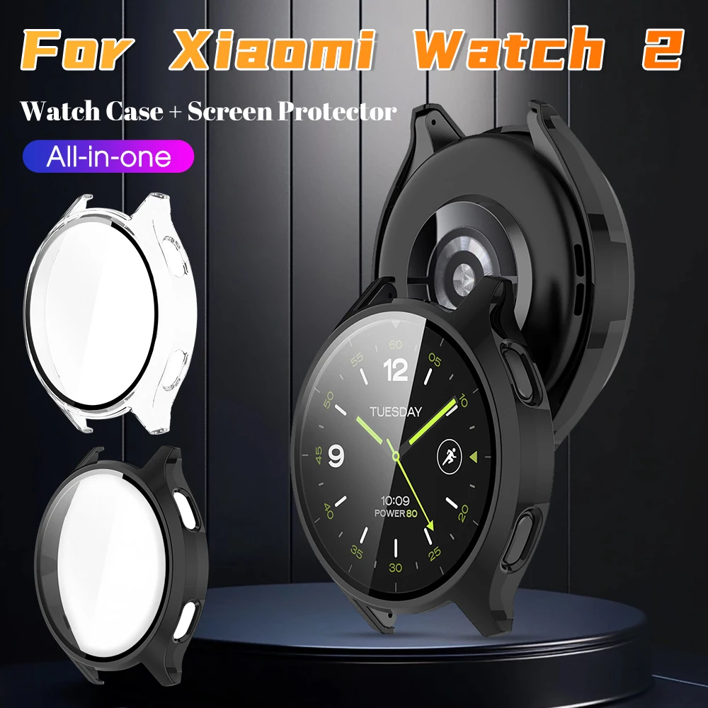 Watch Case + Screen Protector Film For Xiaomi Watch 2 All-IN-ONE Hard PC Bumper Frame & Tempered Glass Smartwatch Accessories