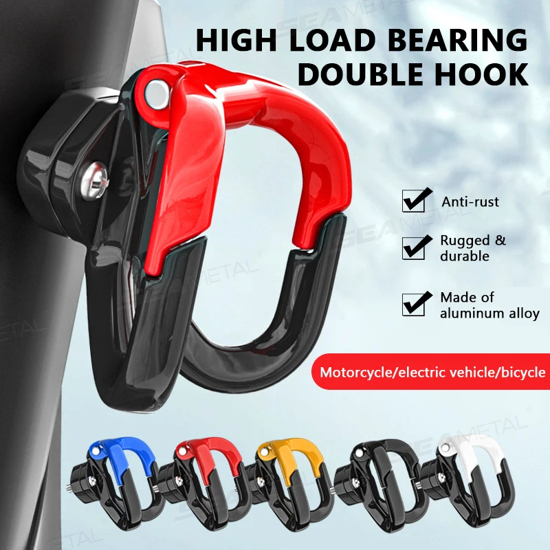 SEAMETAL Motorcycle Helmet Hook Holder Hand Bag Double Hook Luggage Bag Hangers Aluminum Alloy Motorcycle Hooks Accessories image 3