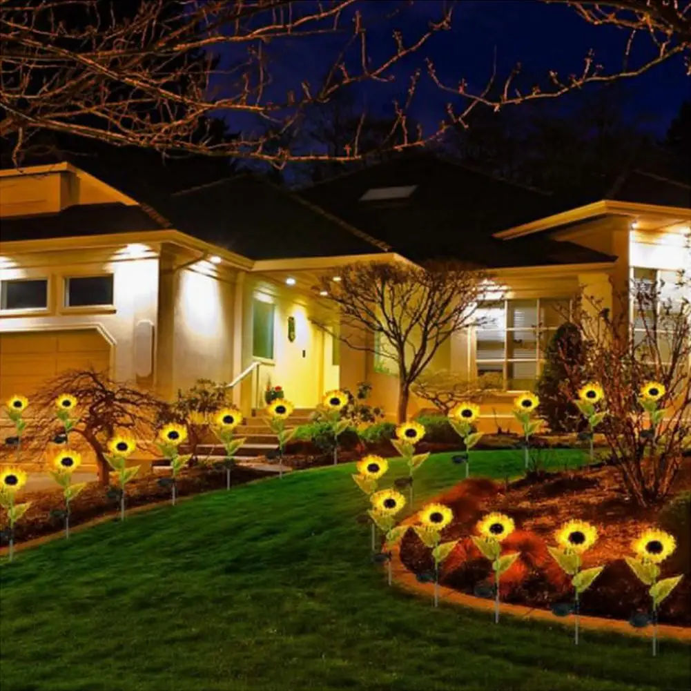 LED simulazione solare luci di girasole Ip65 impermeabile giardino cortile prato luci notturne lampada paesaggistica luci floreali Decorative per la casa