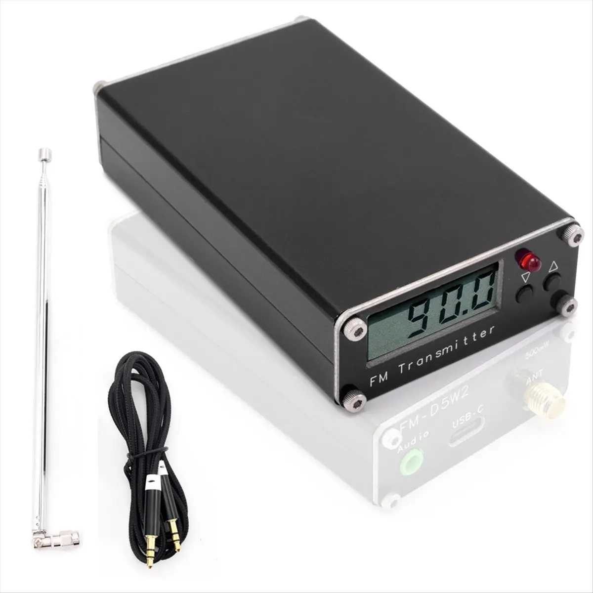 A26Z 0.5W Frequency Modulation Emitter 76-108Mhz 500mW Stereo Transmitting Device Type-C with 2KM Transmission Distance
