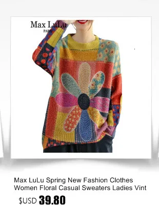 Amax luluE Winter Vintage Printed V-Neck Sweaters Womens Loose Leisure Cardigans Gothic Females Harajuku Pocket Floral Clothing