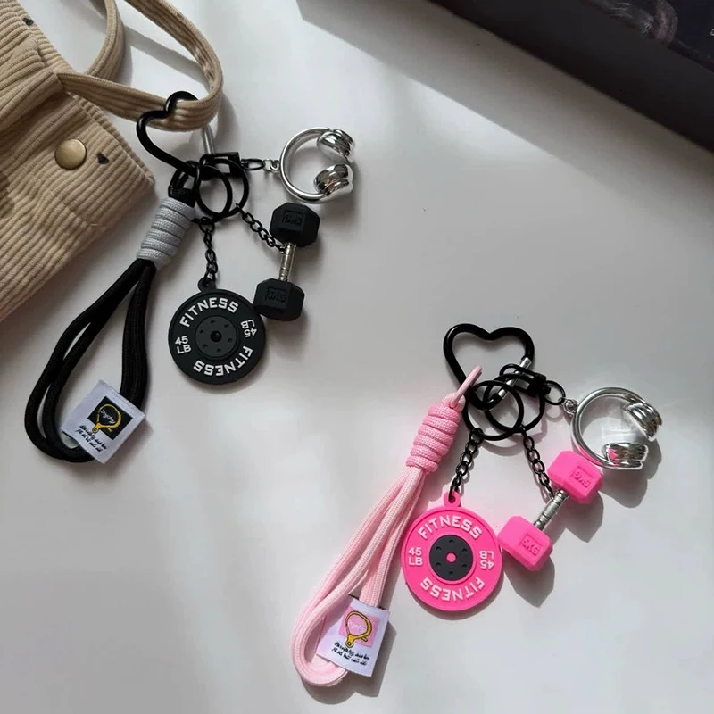 Chaveiro de Halteres e Kettlebells com Design de Barra de Halteres Dopamine, Simulação INS, Destacável, Criativo, Pingente da Série Fitness, Presentes