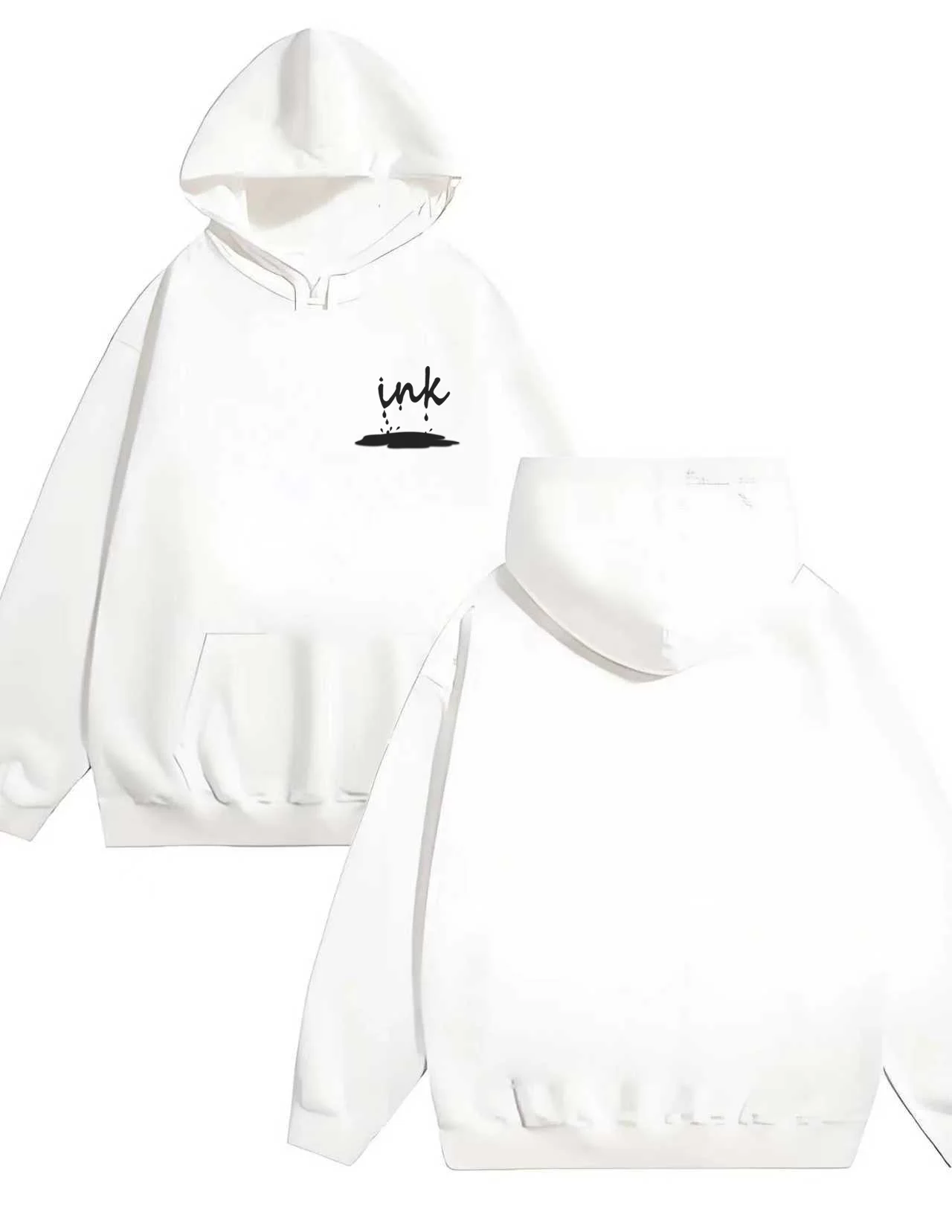 2025 New Trendy Ink Letter Print Felpa con cappuccio 330g Cotone pesante Unisex Urban Street Style Comode felpe con cappuccio casual