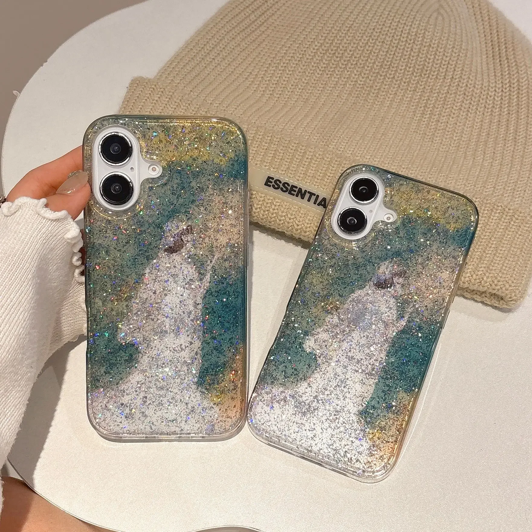 Fairy girl woman wedding dress illustration glitter sequin Phone case For iPhone 16 15 14 13 Pro Max Case Cute shockproof Cover