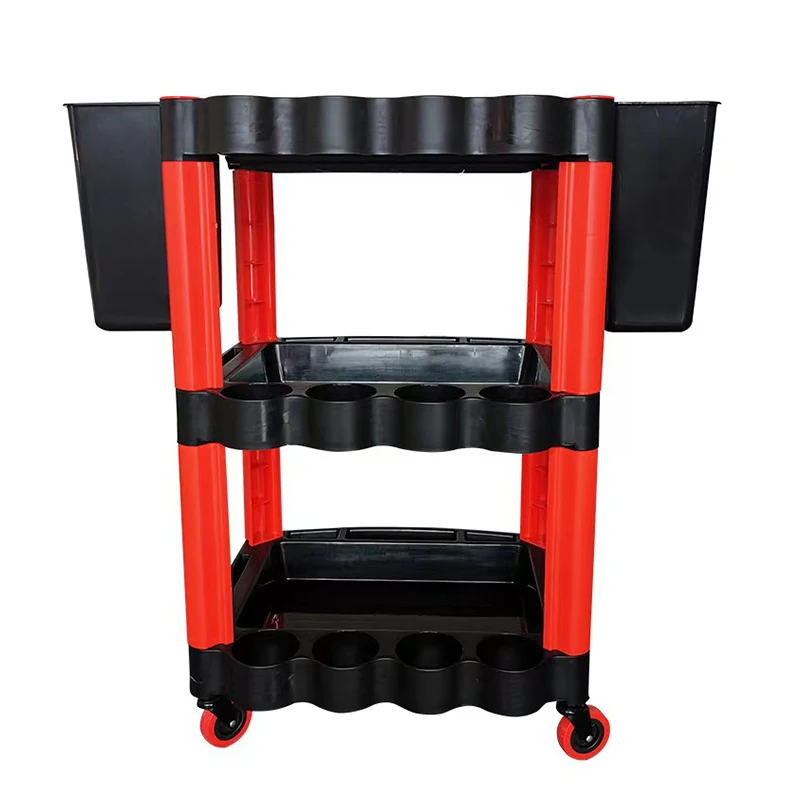 Auto Repair WashTool Storage Car Three-tier Trolley Car Mobile Repairer Multifunctional Mechanical Workshop Tools Shelf Layer