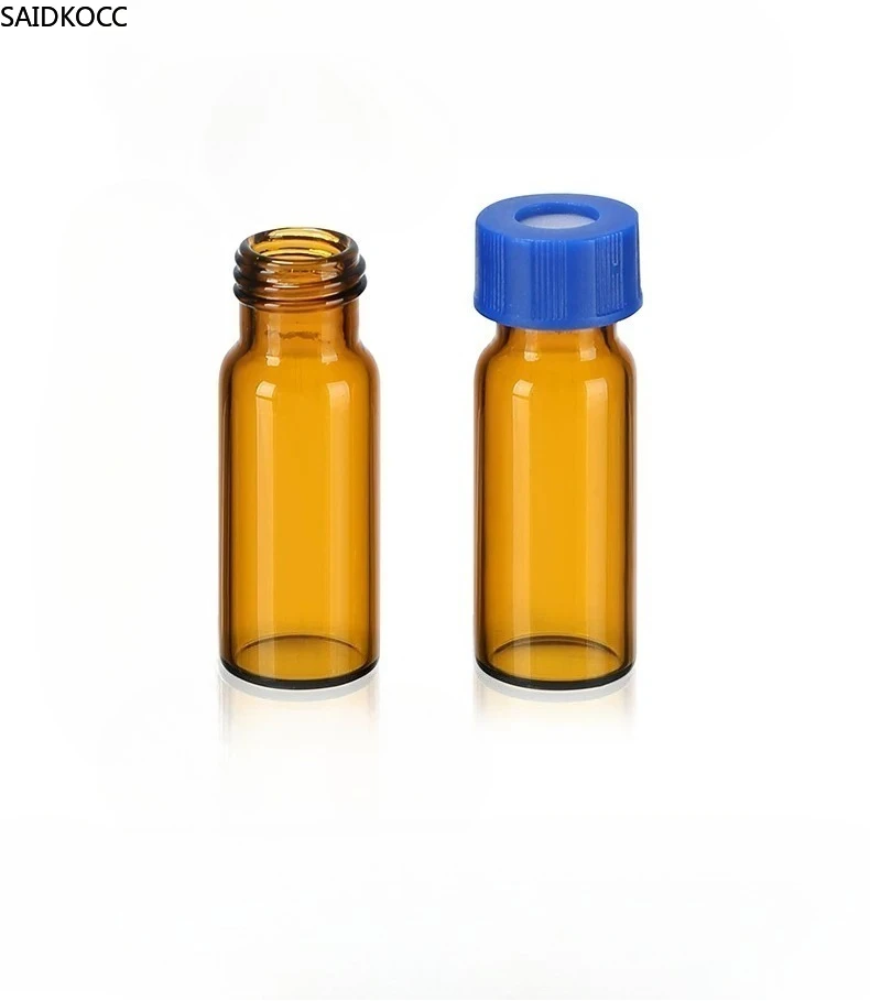 SAIDKOCC 2ml HPLC Autosampler Vials with Cap Septa 9-425 Screw Thread Clear Amber Glass Chromatography Sample Vials Lab Supplies