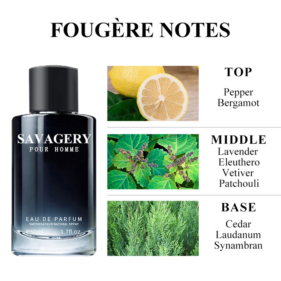 50ML/1.7FL.OZ Men's Perfume, Fougère Notes, Eau de Parfum Spray for All Seasons Daily Use or Dating, Ideal Holiday Gift