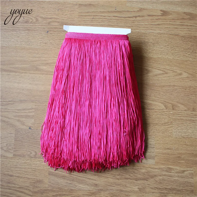 YOYUE 10 yards 30cm Long Fringe Lace Tassel Polyester Lace Trim Ribbon Sew Latin Dress Stage Garment Curtain DIY Accessories