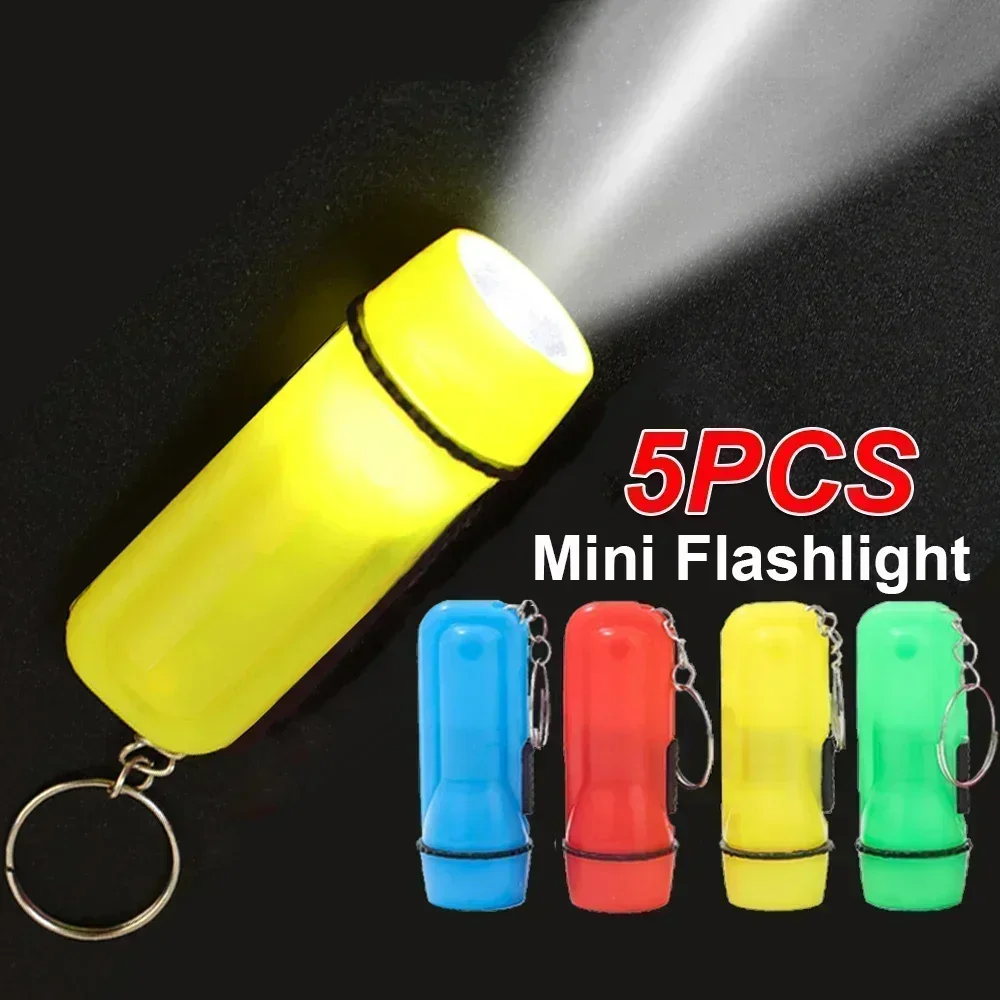 Mini LED Flashlight Children Toy Lamp Plastic Mini Keychain Lights Button Battery Flashlight for Kids Birthday Party Favors