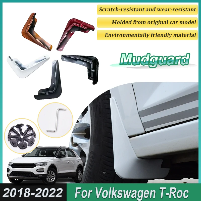 For Volkswagen T-Roc Accessories 2021 2018-2022 4PCS Paint Front Mudguards Splash Guard Rear Muds Fenders Wheels Car Accessories