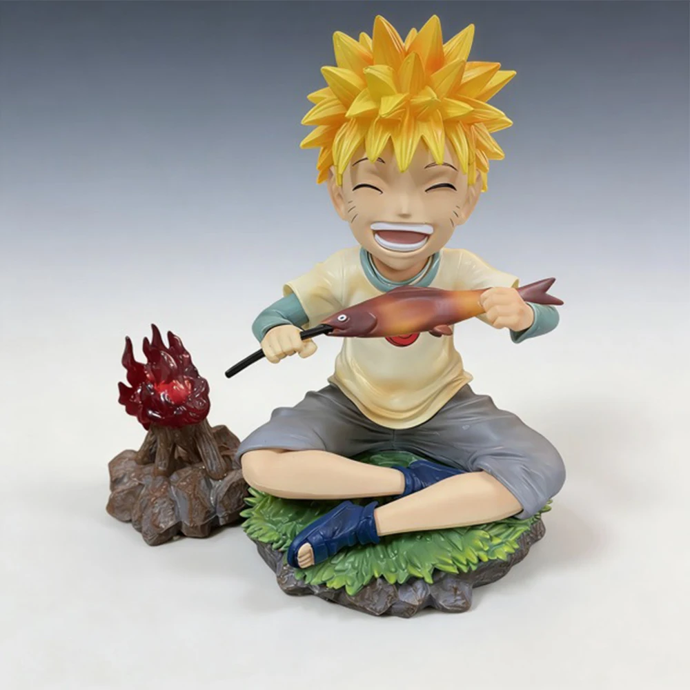 

2026 Hot items Naruto GK Eating Fish Naruto Spiral Naruto Scene Handmade Model Desktop Ornament Obito Anime Gift