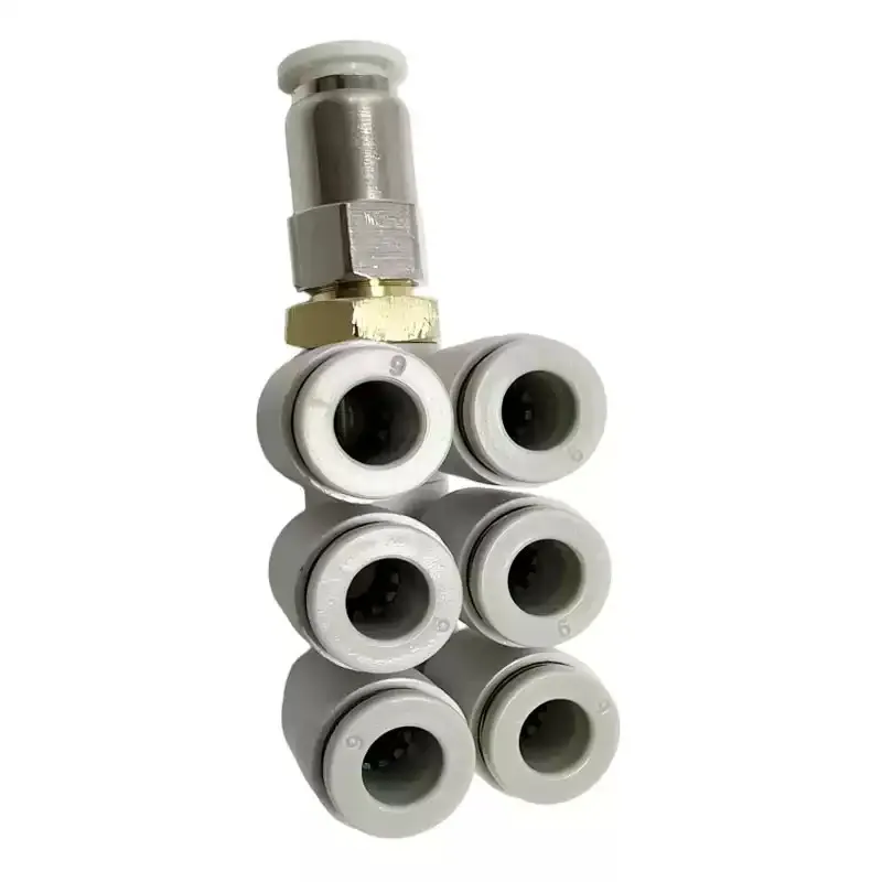 Universal Rotation Seven Way Double Row Quick Plug Air Pipe Joint 4-12mm One in Six out for Automotive And DIY Projects