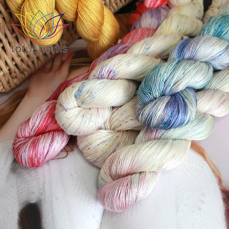 50g  Hank Handpainted Silk Yarn For Hand Knitting Crochet   Lace Weight Natural Silk 22 So Soft