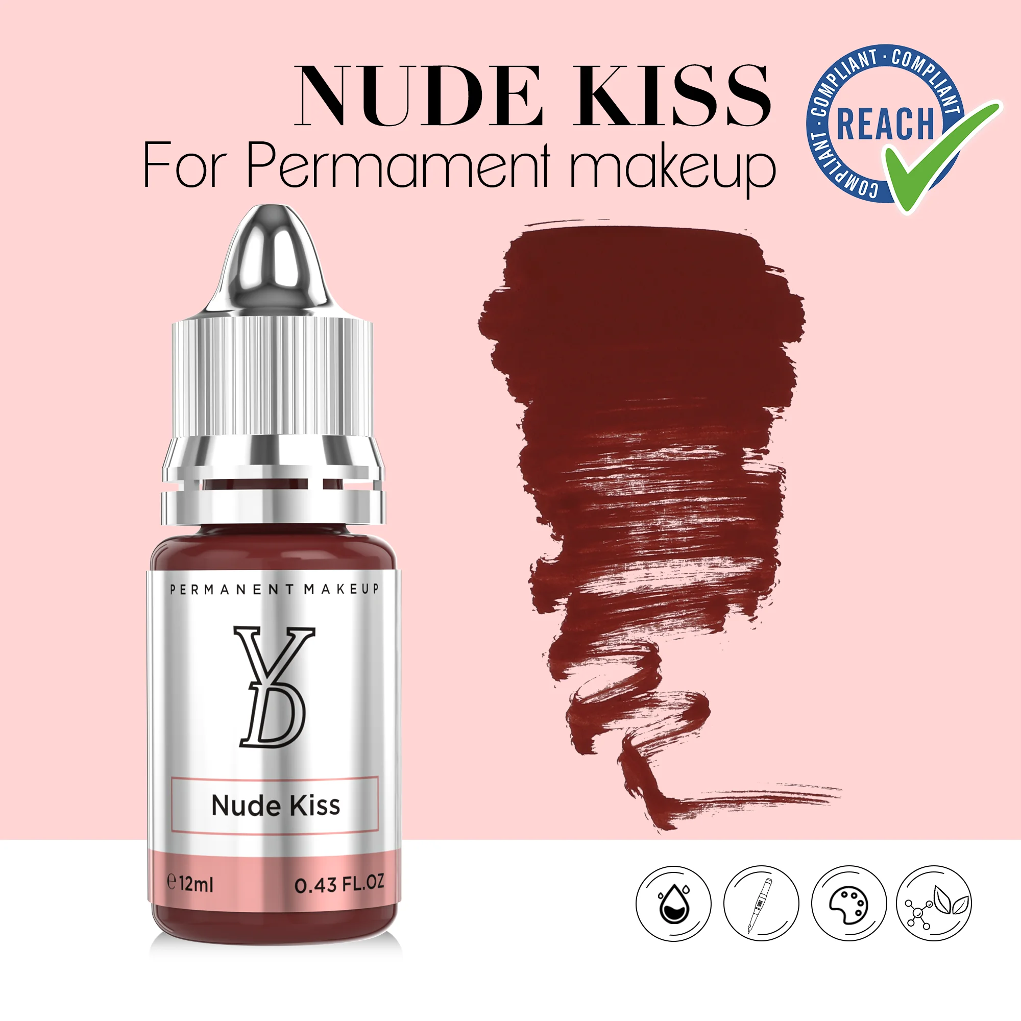 YD-Nude Kiss 12ml/bottle PMU Professional Lips Tattoo Ink Pigment Semi-Permanent Paints Makeup Supplies for Tattoo Artist