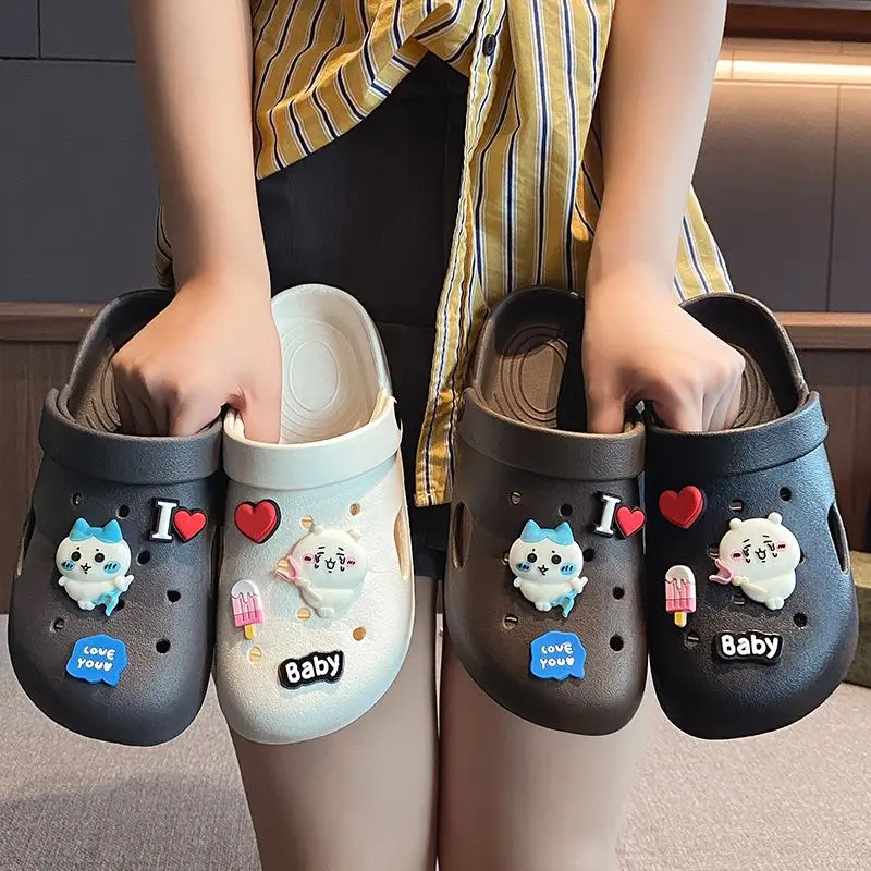 Anime Cartoon Chiikawa New Breathable Anti-slip Women's Baotou Slippers Can Be Worn Outside Wear-resistant Versatile Comfortable