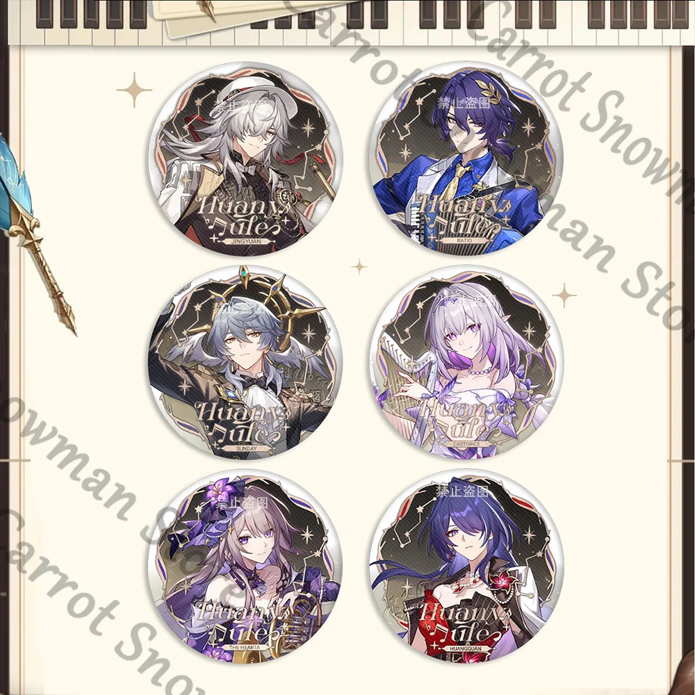 Honkai: Star Rail Castorice Acheron Herta Anime Doppio Flash Distintivo Spilla in banda stagnata Distintivo Medaglia Cartoon Cosplay Regalo 75mm