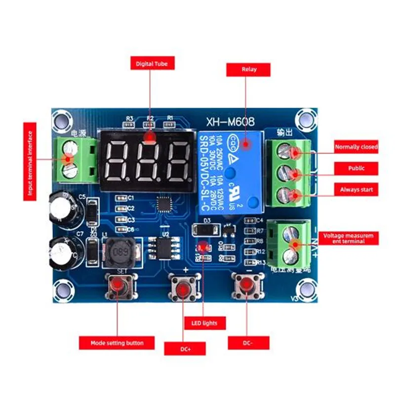 1PCS XH-M608 DC6-40V Battery Charging Module Meter Under Voltage Overvoltage Protection For Power Amplification Module