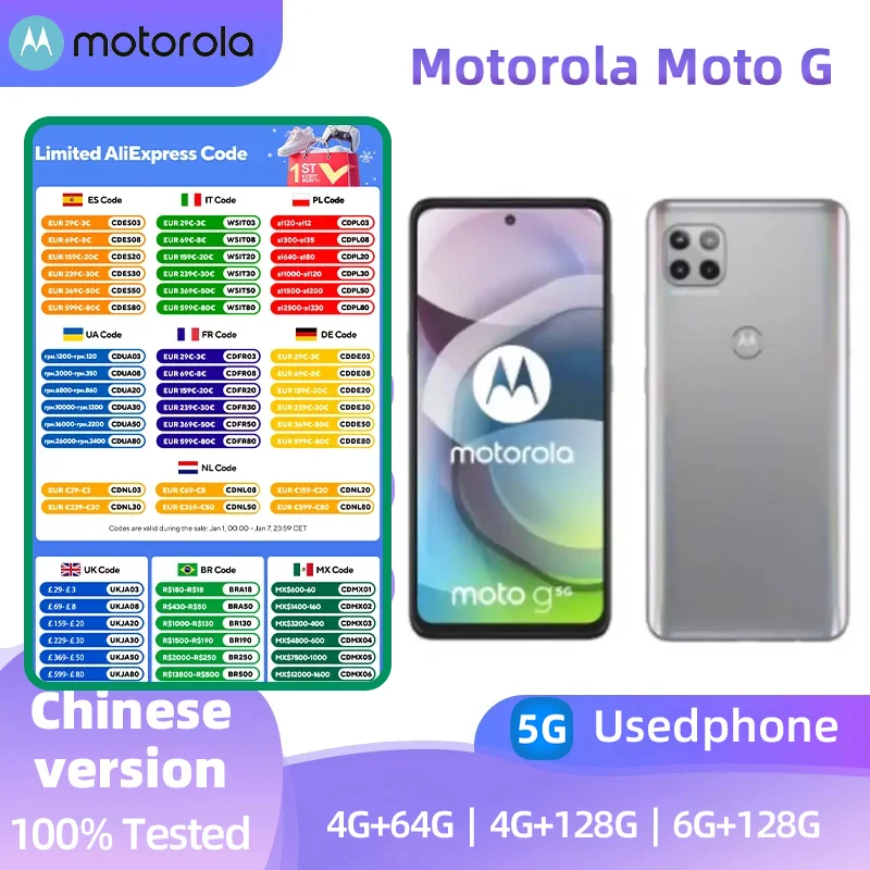 Motorola Moto G 5g XT2113 SmartPhone Snapdragon 750G 6.7inch Screen 5000mAh 48MP+16MP Camera Original Used Phone