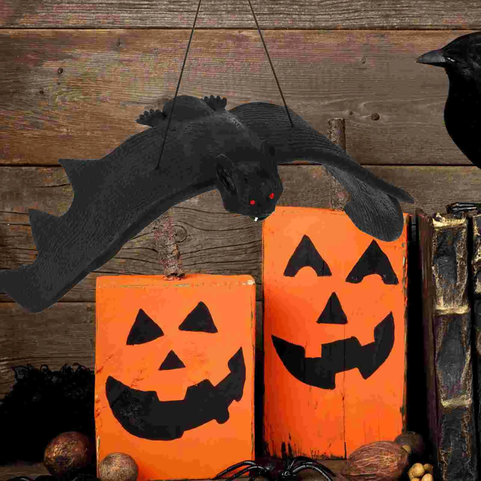 

Halloween Tricky Props Fake Bat Simulation Prop for Halloween April Fool's Day Mischief Large Size (Black)